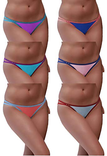 6 Pack Women's String No-Show Bikini Briefs