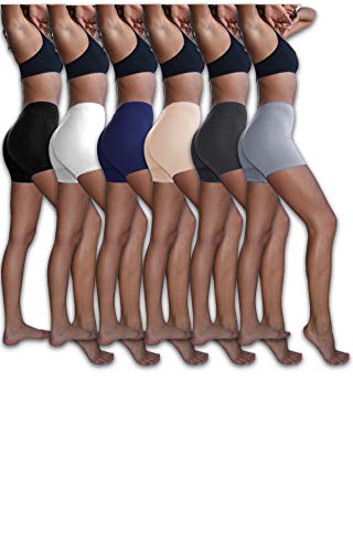 Women's 6 Pack Cotton Stretch Light Weight Boyshort Boxer Brief Undershorts
