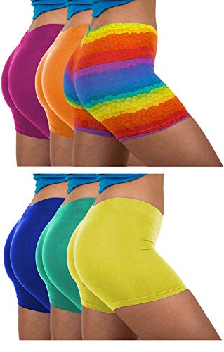 Women's 6 Pack Cotton Stretch Light Weight Boyshort Boxer Brief Undershorts