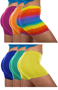 Women's 6 Pack Cotton Stretch Light Weight Boyshort Boxer Brief Undershorts