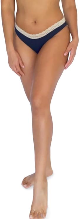 12 Pack Women's Lace Trim Hi-Cut Bikini Panties