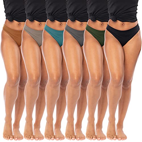 Women's 6-Pack Active Sport Thong Buttery Soft Panties Underwear