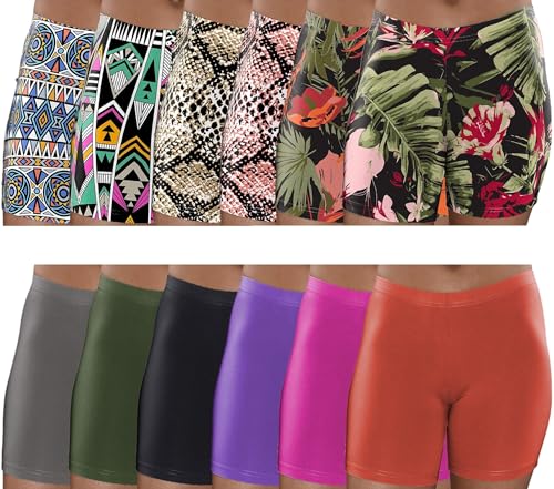 Womens 12 Pack Ultra Soft Brushed Active Yoga Stretch Mini -Bike Short Boxer Briefs