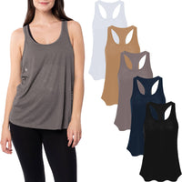 5 Pack Women's Racerback Rayon-Stretch Tank Tops