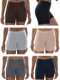6 Pack Women's Poly-Spandex Mini Bike Short Boxer Briefs