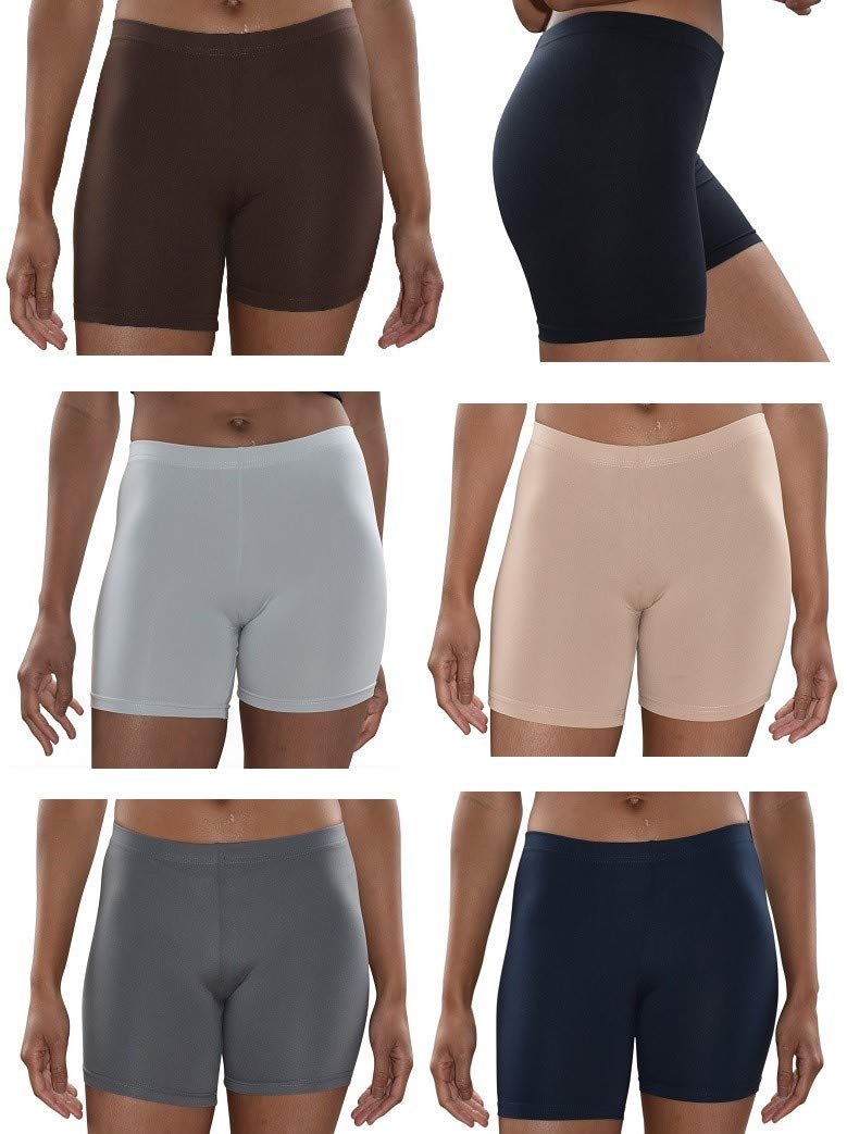 6 Pack Women's Poly-Spandex Mini Bike Short Boxer Briefs