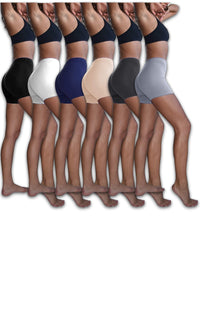 Women's 6 Pack Cotton Stretch Light Weight Boyshort Boxer Brief Undershorts