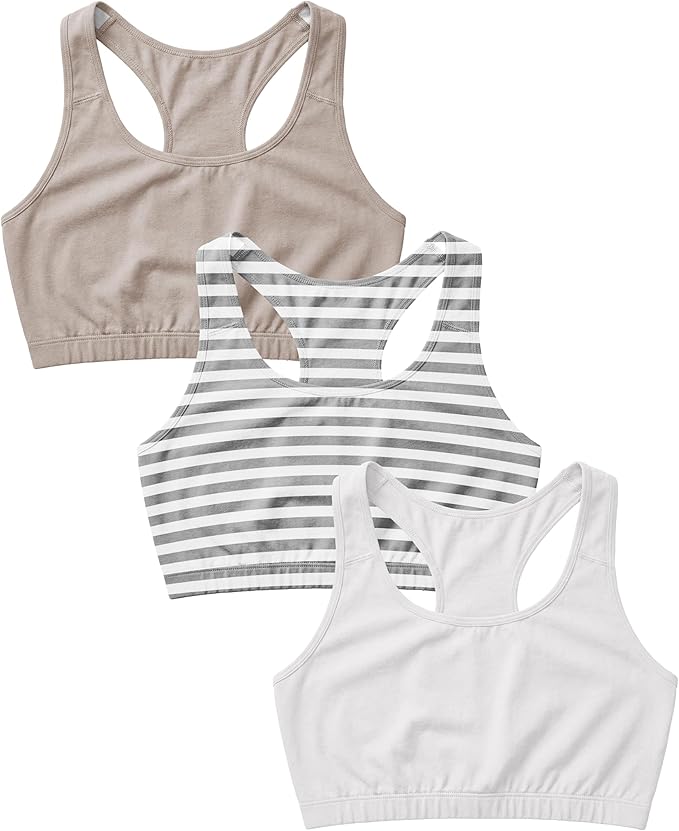 Women's Cotton Spandex Racer Back Bra | 4 Way Stretch Pullover Sport Comfort Bra