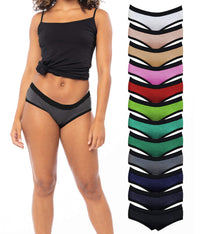 Sexy Basics Women's Hipster Panties | Ultra-Soft Cotton Stretch Underwear-Pack of 12