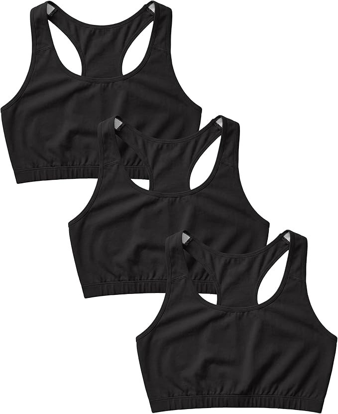 Women's Cotton Spandex Racer Back Bra | 4 Way Stretch Pullover Sport Comfort Bra