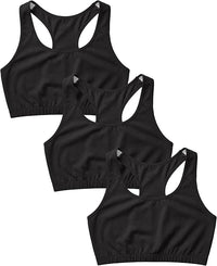 Women's Cotton Spandex Racer Back Bra | 4 Way Stretch Pullover Sport Comfort Bra