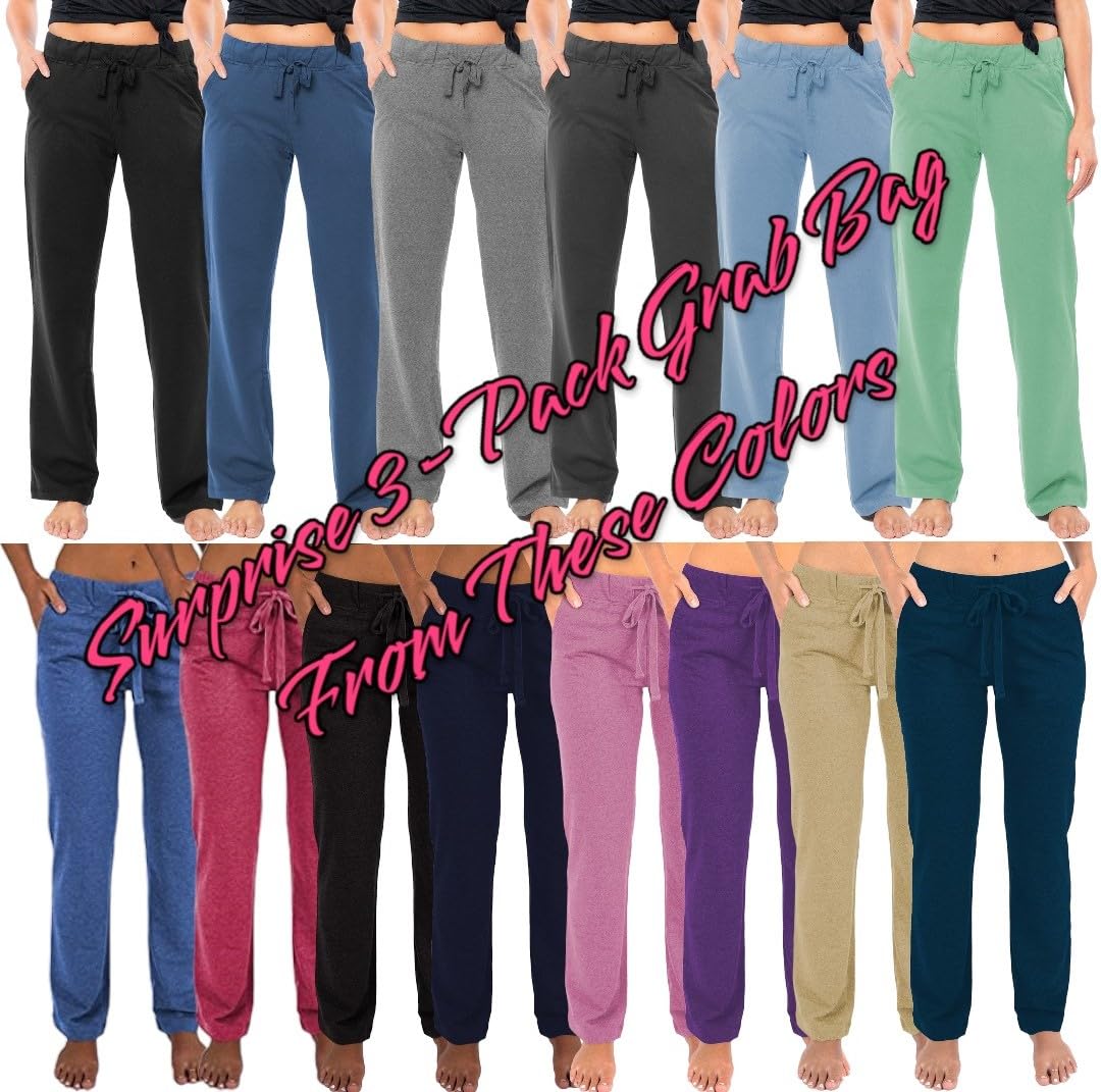 2 Pack Women's French Terry Drawstring Relaxed Sweatpants