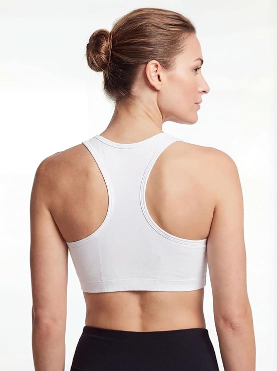 Women's Cotton Spandex Racer Back Bra | 4 Way Stretch Pullover Sport Comfort Bra