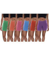 6 Pack Women's Poly-Spandex Mini Bike Short Boxer Briefs