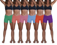 Women's 6 Pack Cotton Stretch Light Weight Boyshort Boxer Brief Undershorts