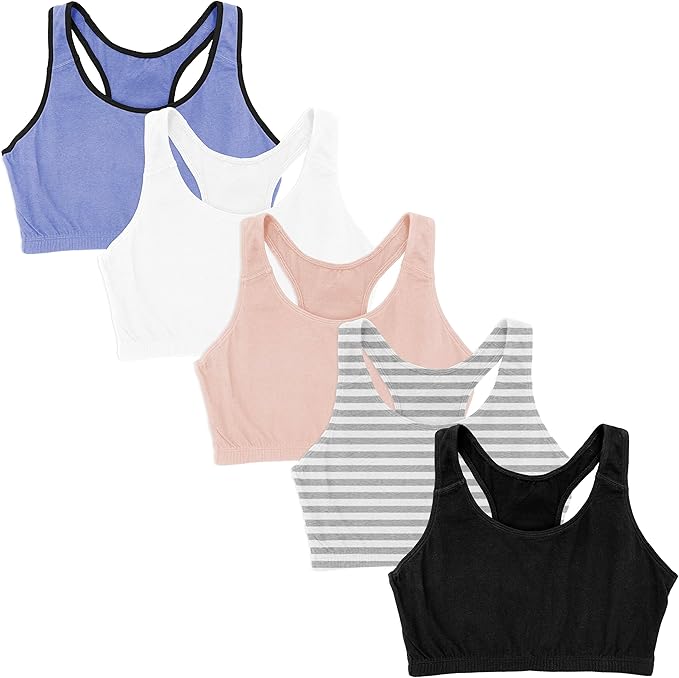 Women's Cotton Spandex Racer Back Bra | 4 Way Stretch Pullover Sport Comfort Bra