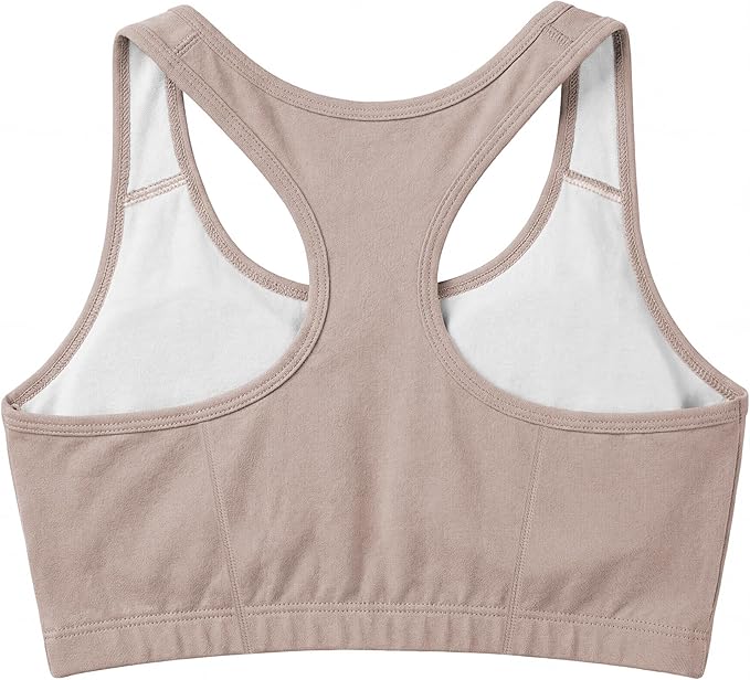 Women's Cotton Spandex Racer Back Bra | 4 Way Stretch Pullover Sport Comfort Bra