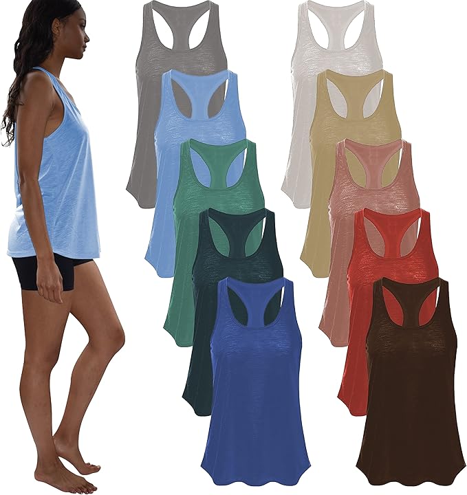 Women's Flowy Racerback Burnout Tank Top Super Lightweight & Soft