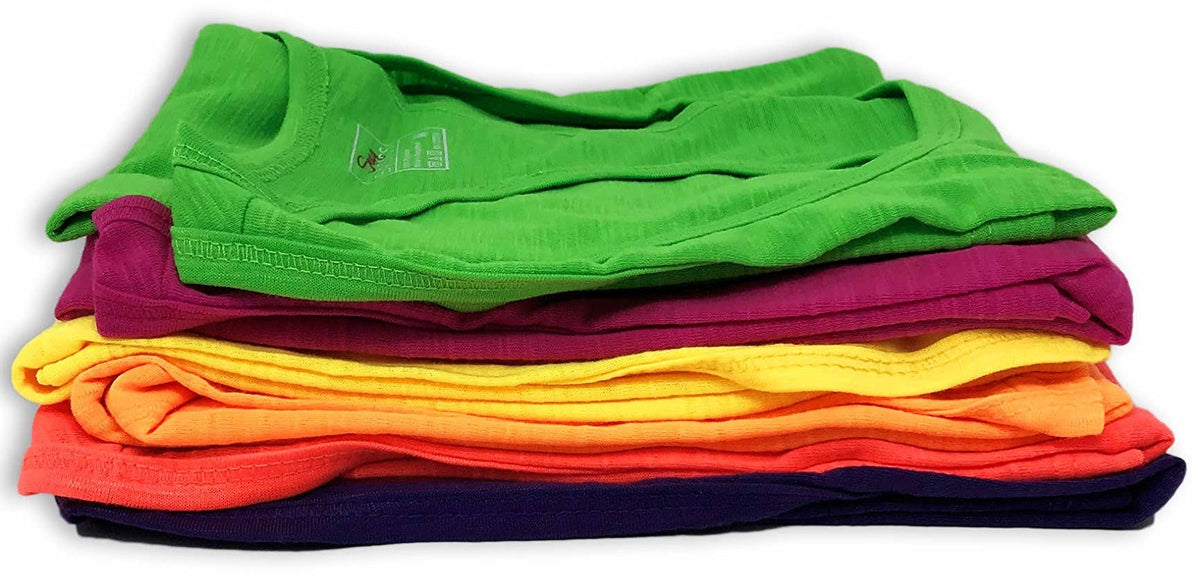 6 Pack Women's Wide Arm-Hole Racerback Poly-Slub Tank Top