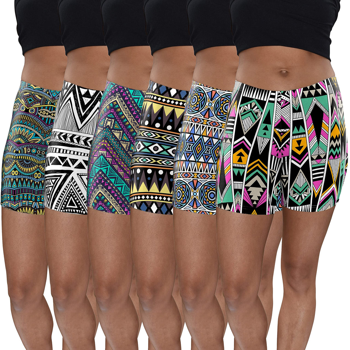 6 Pack Women's Poly-Spandex Mini Bike Short Boxer Briefs