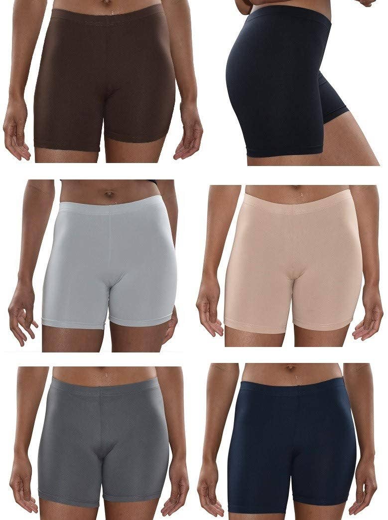 6 Pack Women's Poly-Spandex Mini Bike Short Boxer Briefs