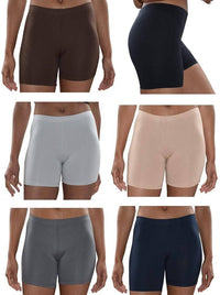 6 Pack Women's Poly-Spandex Mini Bike Short Boxer Briefs
