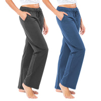 2 Pack Women's French Terry Drawstring Relaxed Sweatpants