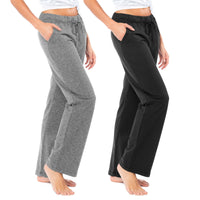 2 Pack Women's French Terry Drawstring Relaxed Sweatpants