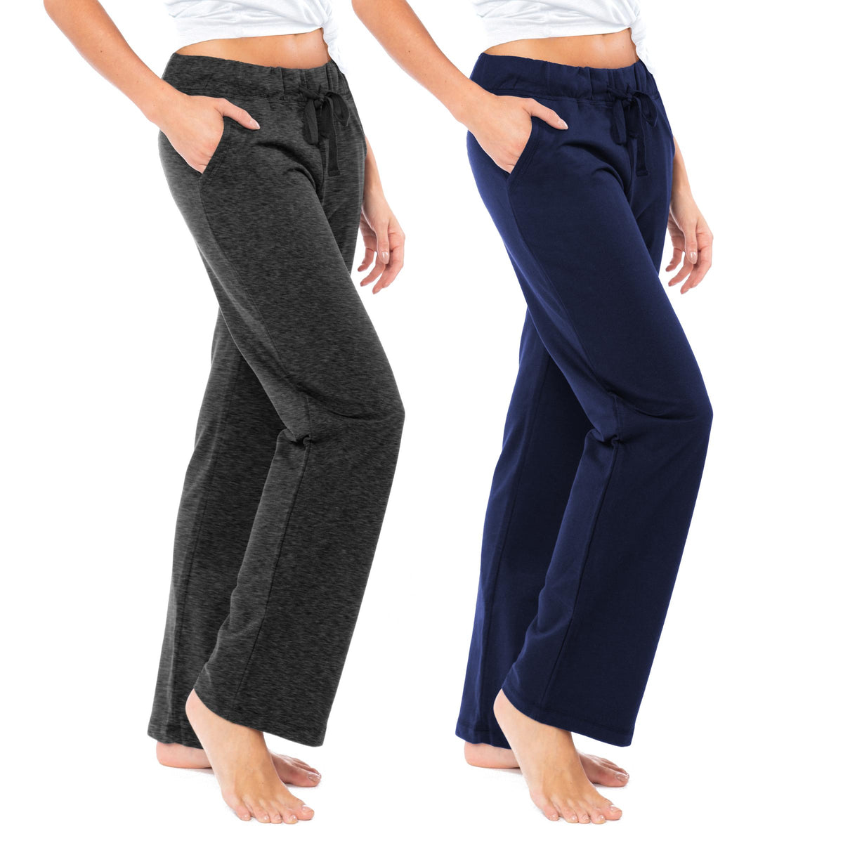 2 Pack Women's French Terry Drawstring Relaxed Sweatpants