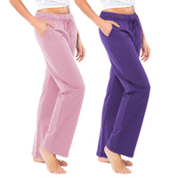 2 Pack Women's French Terry Drawstring Relaxed Sweatpants