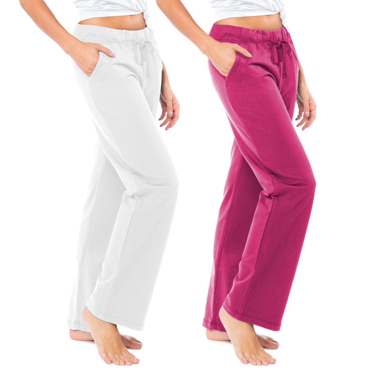 2 Pack Women's French Terry Drawstring Relaxed Sweatpants