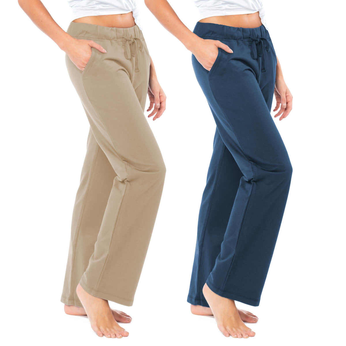 2 Pack Women's French Terry Drawstring Relaxed Sweatpants