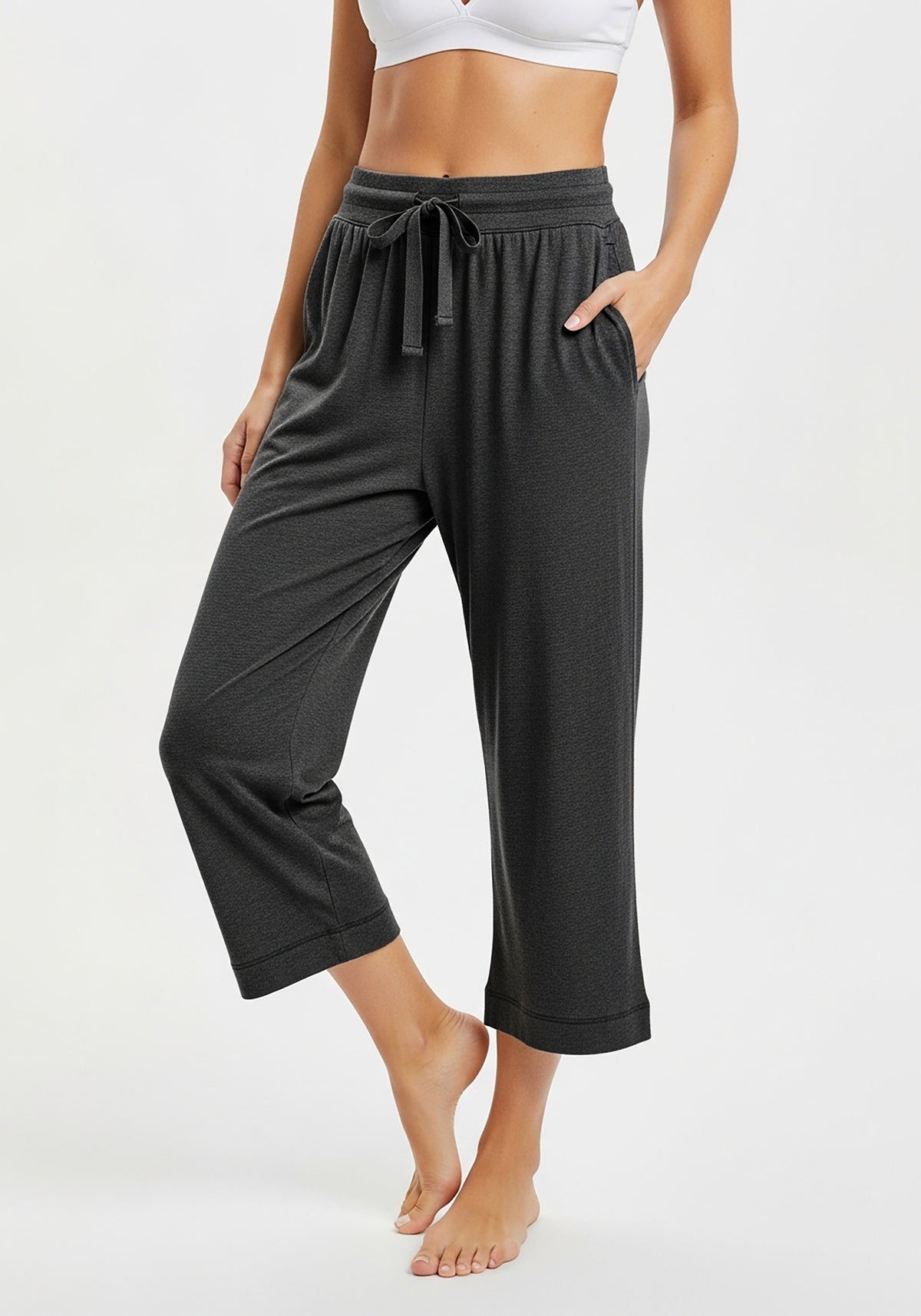 3 Pack Women's French Terry Drawstring Capri Sweatpants