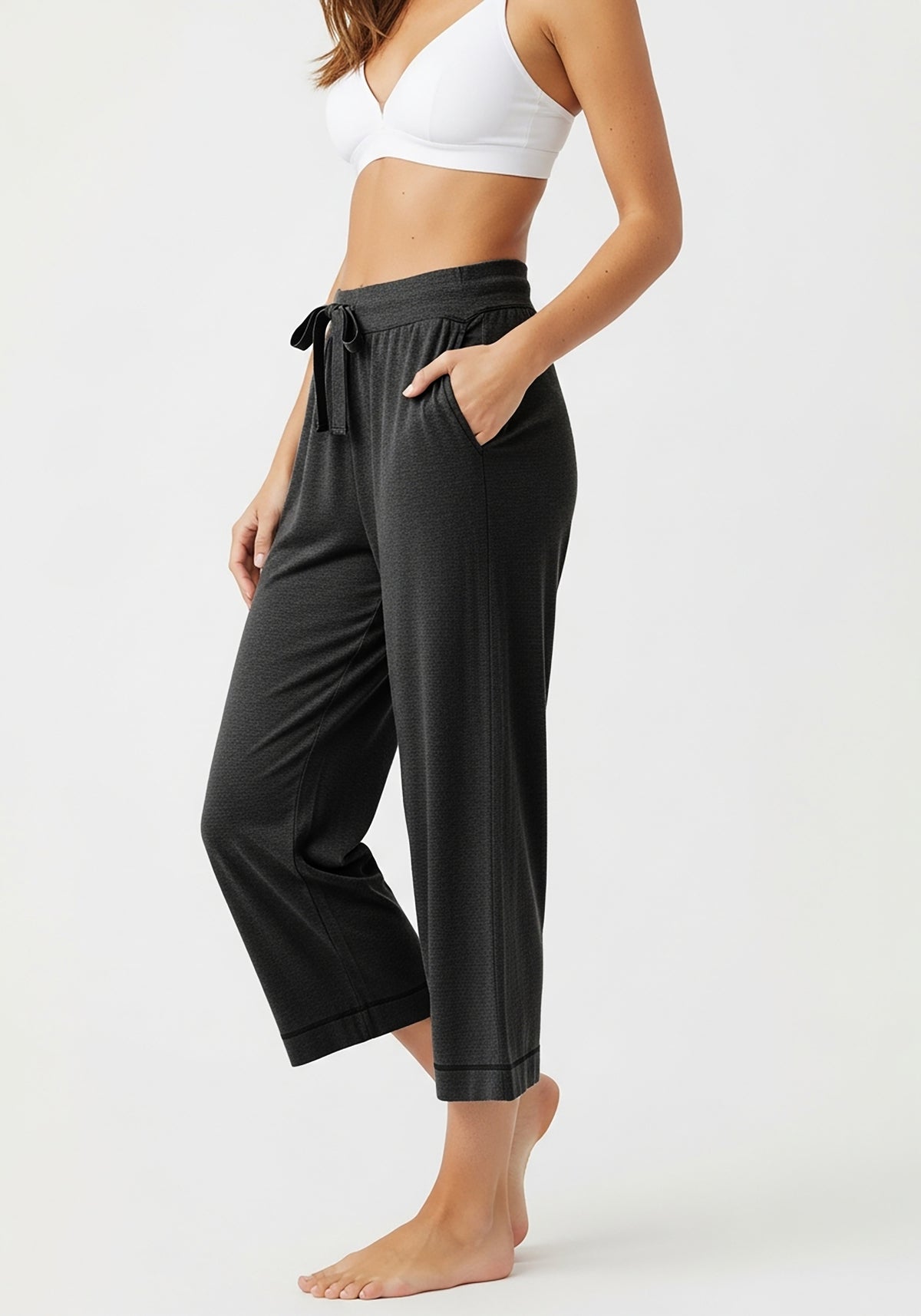 3 Pack Women's French Terry Drawstring Capri Sweatpants