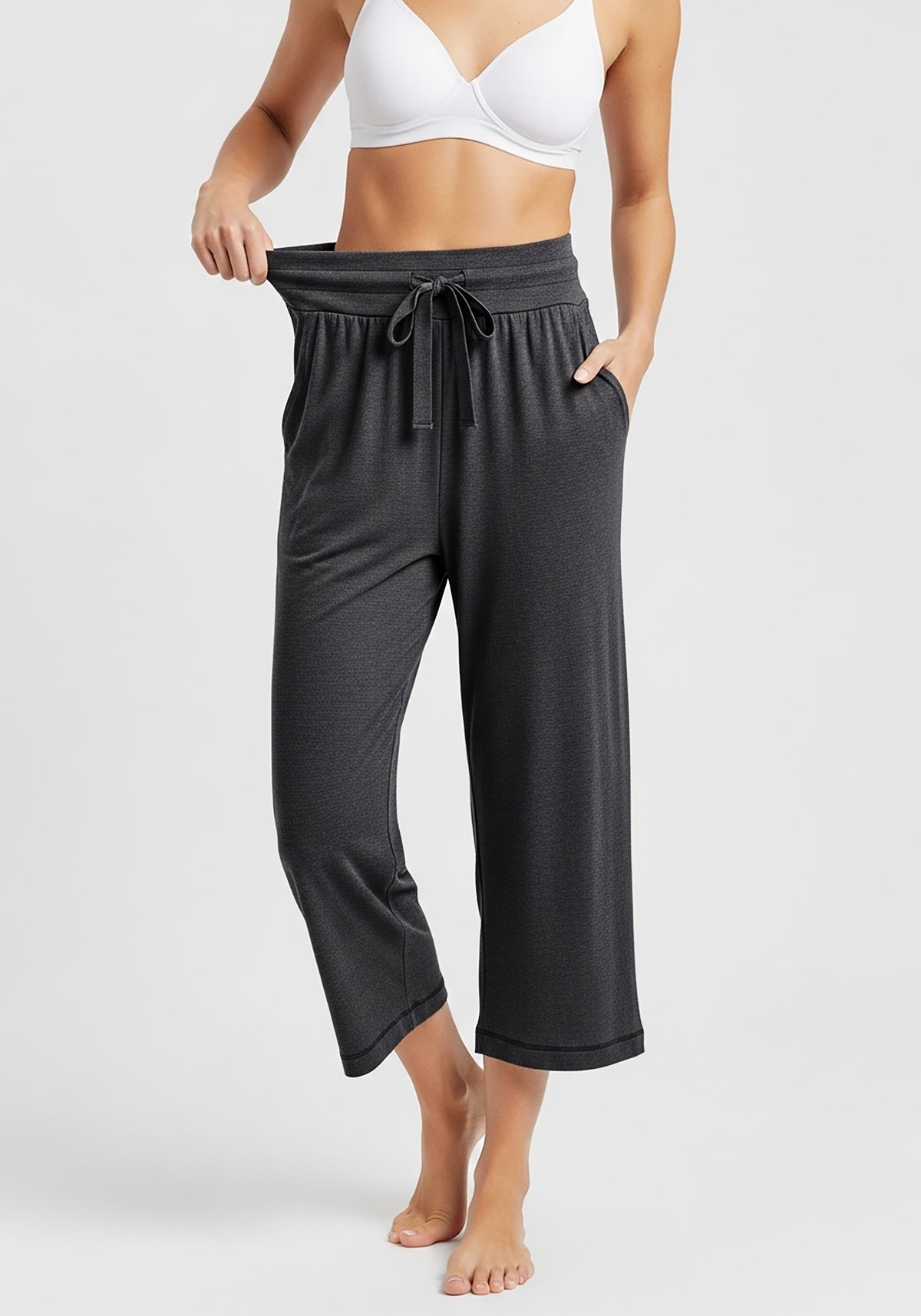 3 Pack Women's French Terry Drawstring Capri Sweatpants