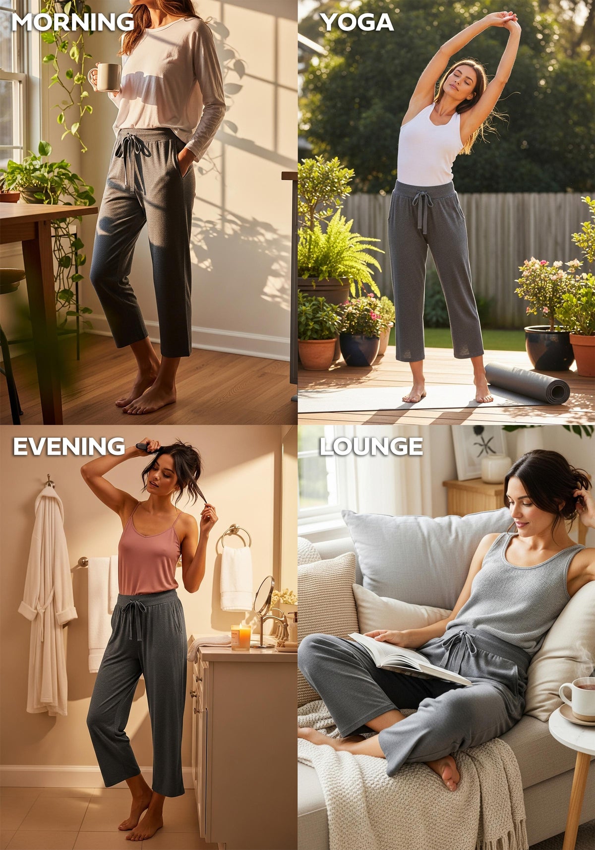 3 Pack Women's French Terry Drawstring Capri Sweatpants