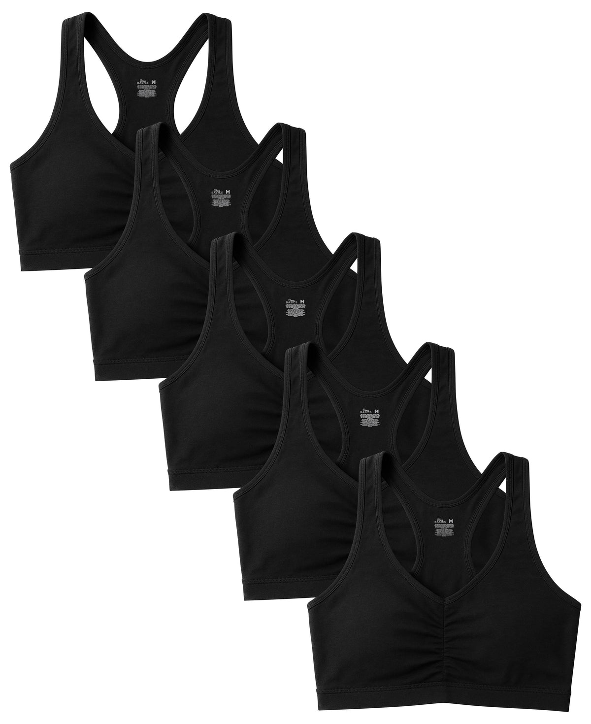 5 Pack Women's Cotton-Spandex Racerback Pull-Over Sports Bra