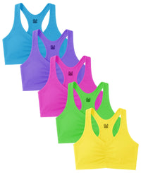 5 Pack Women's Cotton-Spandex Racerback Pull-Over Sports Bra