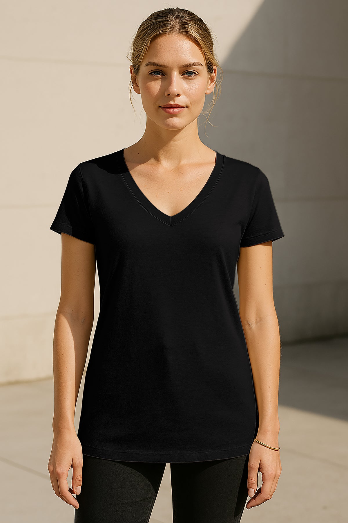 Women's Cotton V-Neck Short Sleeve T-Shirt