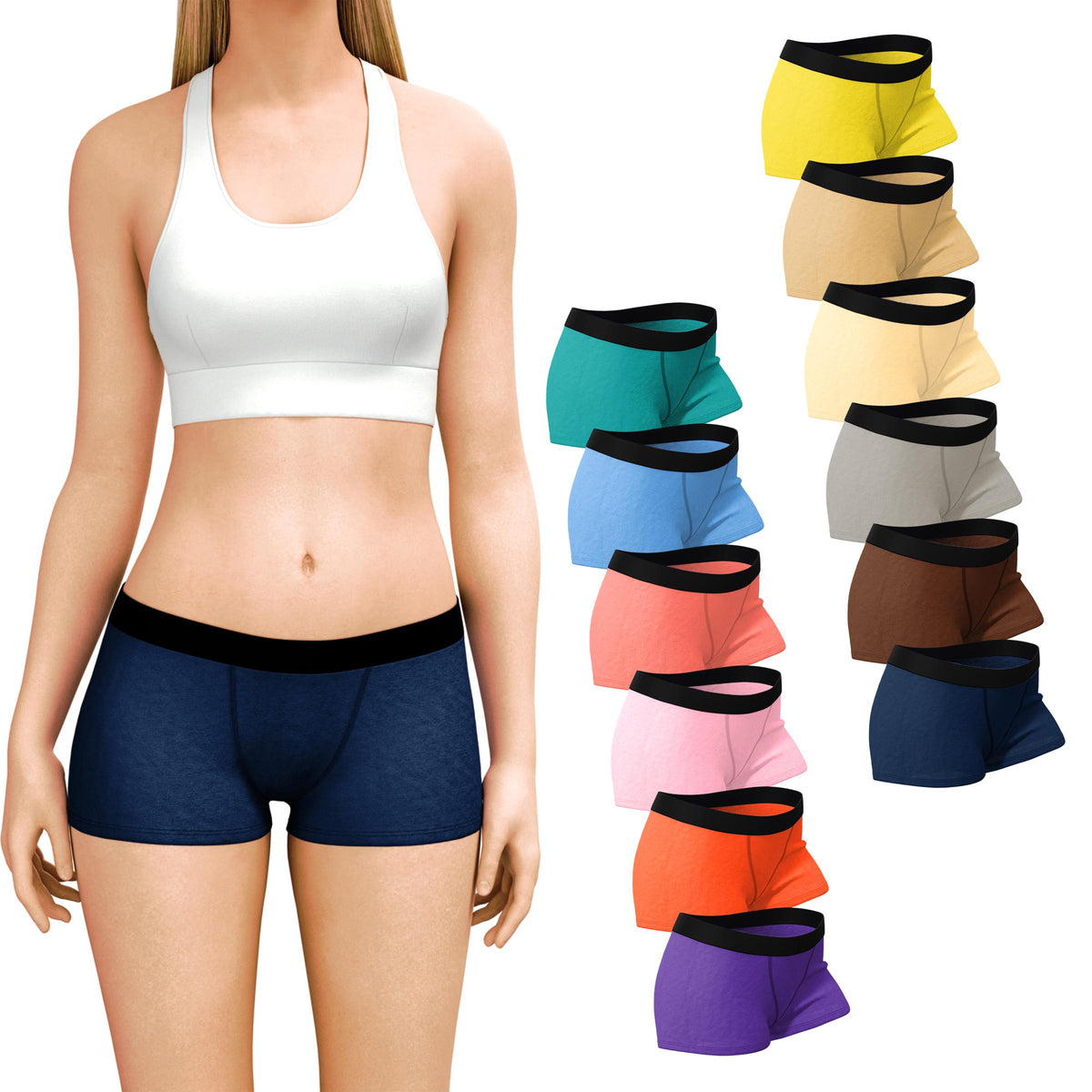 6 Pack Women's Modern Cotton Boy Short Boxer Brief Panties