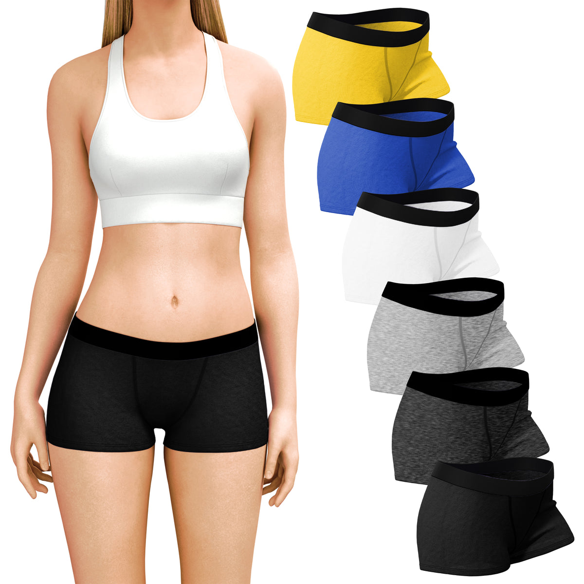 6 Pack Women's Modern Cotton Boy Short Boxer Brief Panties