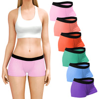 6 Pack Women's Modern Cotton Boy Short Boxer Brief Panties