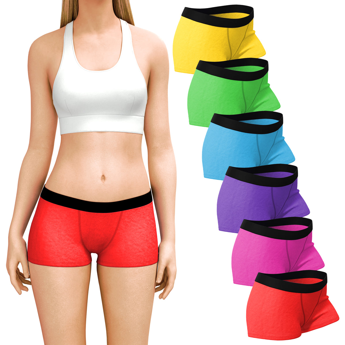 6 Pack Women's Modern Cotton Boy Short Boxer Brief Panties