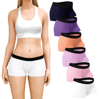 6 Pack Women's Modern Cotton Boy Short Boxer Brief Panties