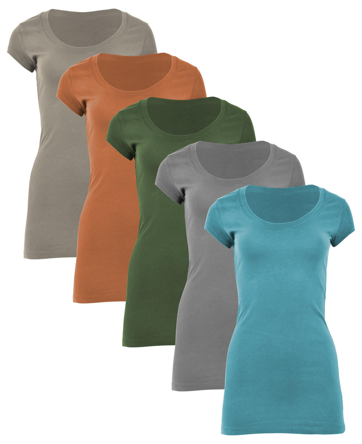 5 Pack Women's Long Tunic T-Shirt