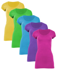 5 Pack Women's Long Tunic T-Shirt