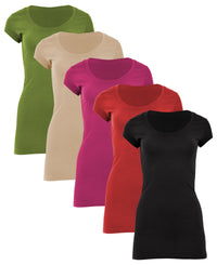 5 Pack Women's Long Tunic T-Shirt