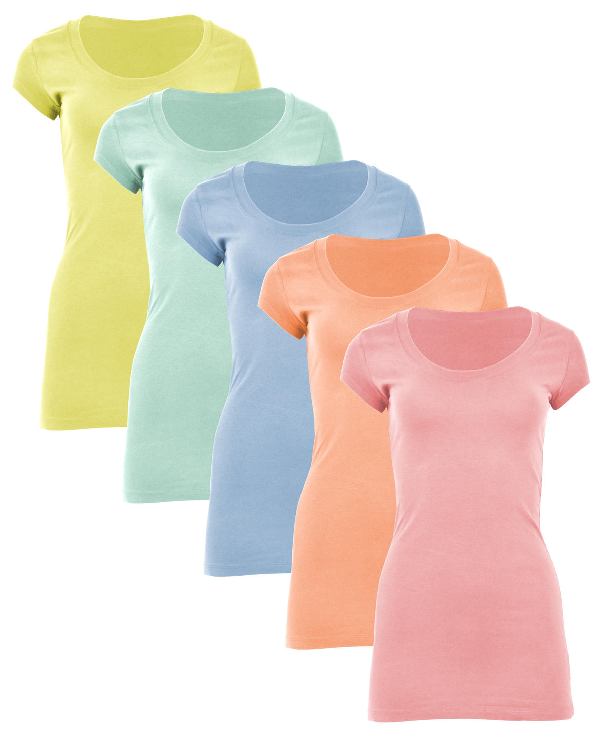5 Pack Women's Long Tunic T-Shirt