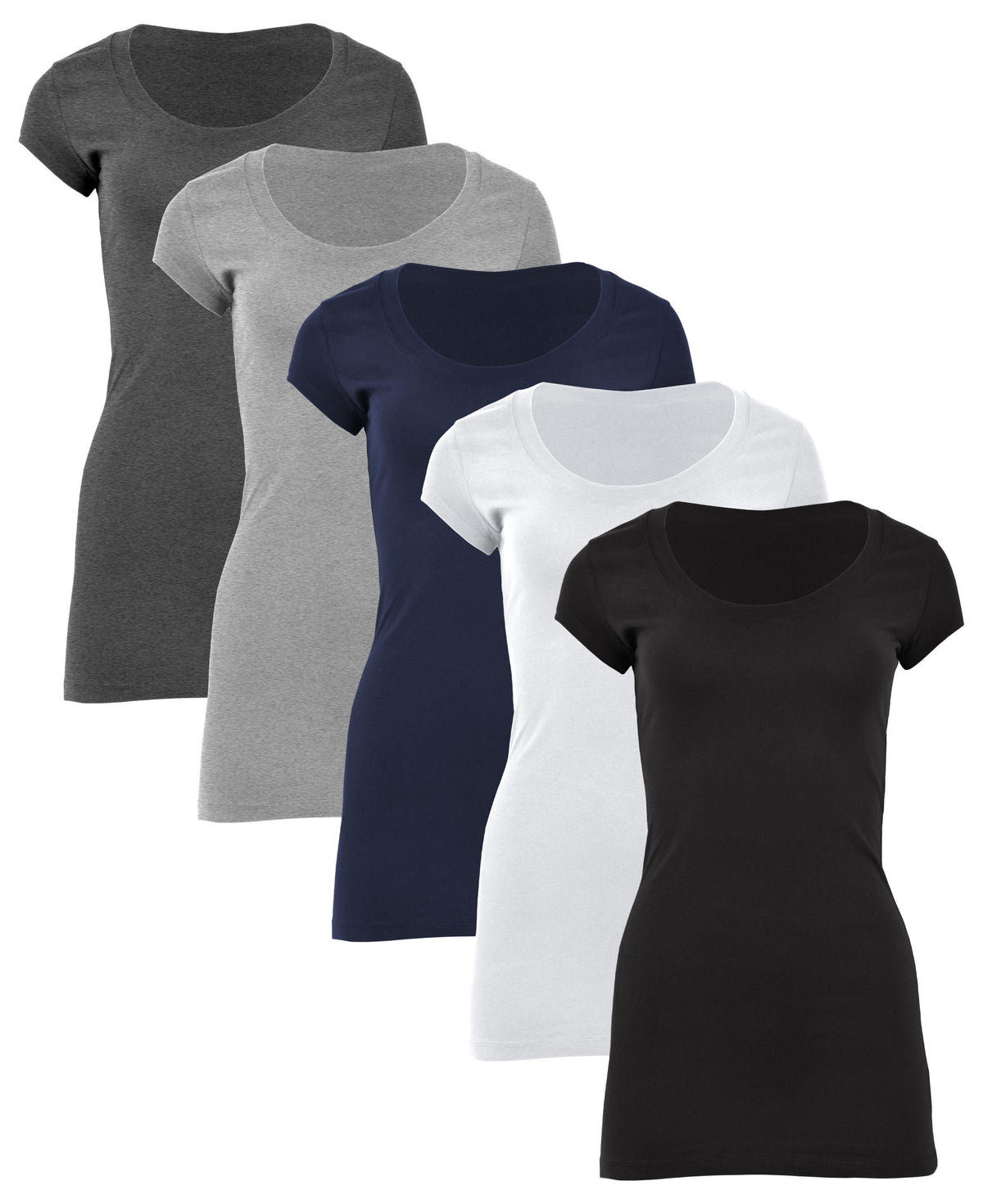 5 Pack Women's Long Tunic T-Shirt
