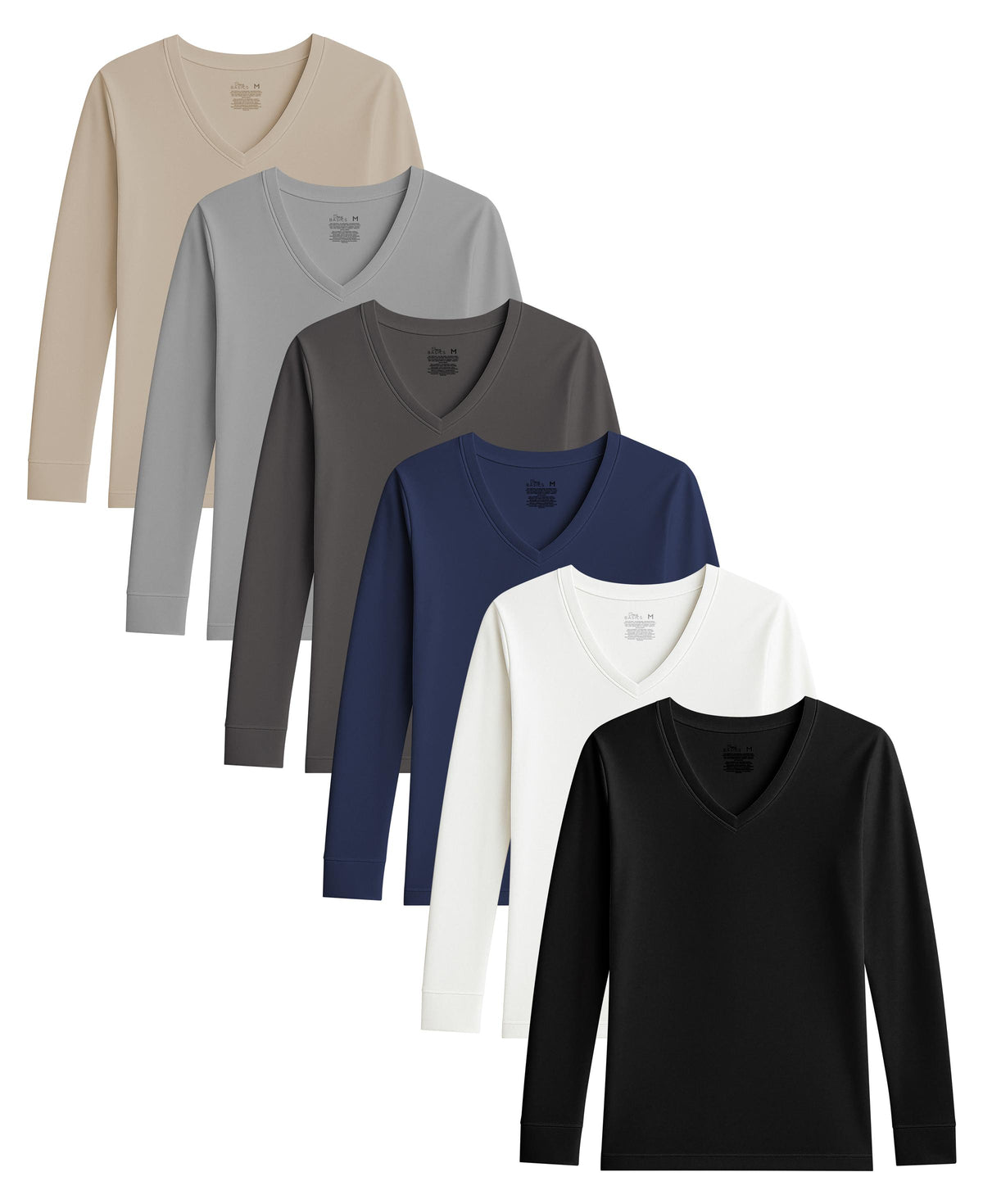 6 Pack Women's V-Neck Base Layer Long Sleeve Top